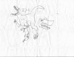 Dessin d'un dinosaure fait par un élève