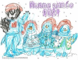 Dessin de la mascotte du cepeo Léo avec vœux de bonne année 2021