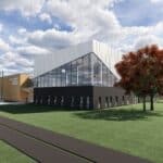 Rendu photoréaliste de la devanture de l'école secondaire publique Pierre-de-Blois