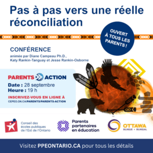 Affiche publicitaire pour l'événement Parents actions : Pas à pas vers une réelle réconciliation