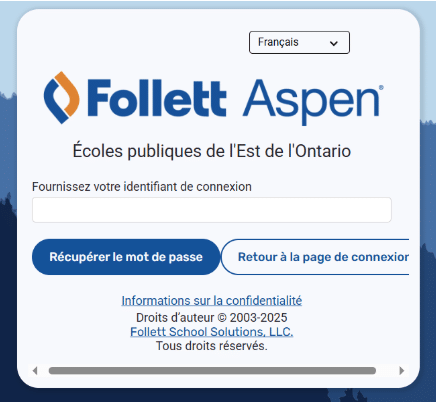 Capture écran du Portail Famille