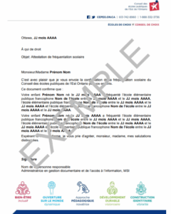 Exemple d'un document officiel d'éducation