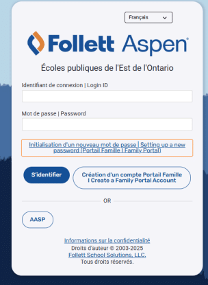 Capture écran du Portail Famille